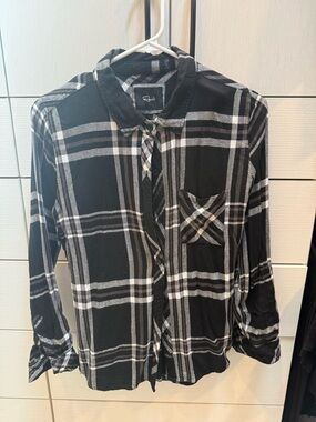Rails Black and White Plaid Button-Up Shirt